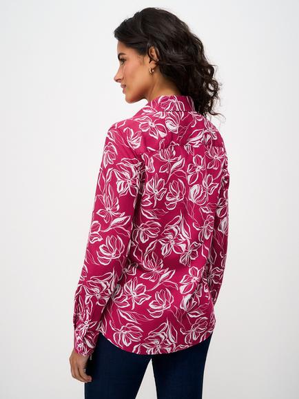 Crew Clothing Floral Twill Drapey Shirt, Raspberry Pink/White - view 2, Raspberry Pink/White