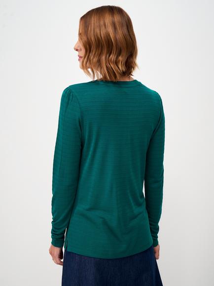 Crew Clothing Textured Stripe Long Sleeve Top - view 2, Dark Green