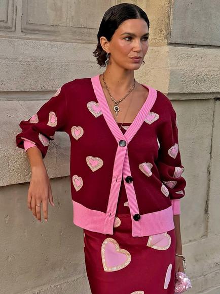 Never Fully Dressed Heart Leopard Cardigan, Multi, Multi