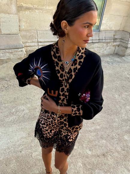 Never Fully Dressed Astrid Amore Cardigan containing LENZING™ ECOVERO™ Viscose, Black, Black