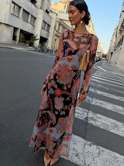 Never Fully Dressed Paisley Aria Mesh Dress, Multi, Multi