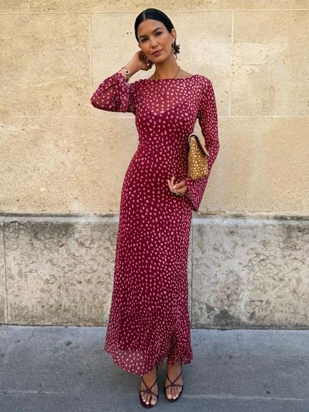 Never Fully Dressed Milly Deer Print Maxi Dress, Burgundy, Burgundy