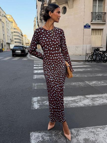 Never Fully Dressed Gaia Deer Print Maxi Dress, Chocolate, Chocolate