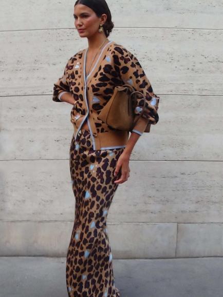 Never Fully Dressed Dorris Heart Leopard Print Skirt containing LENZING™ ECOVERO™ Viscose, Multi, Multi