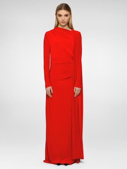DASKA Cape Detail Maxi Dress, Red