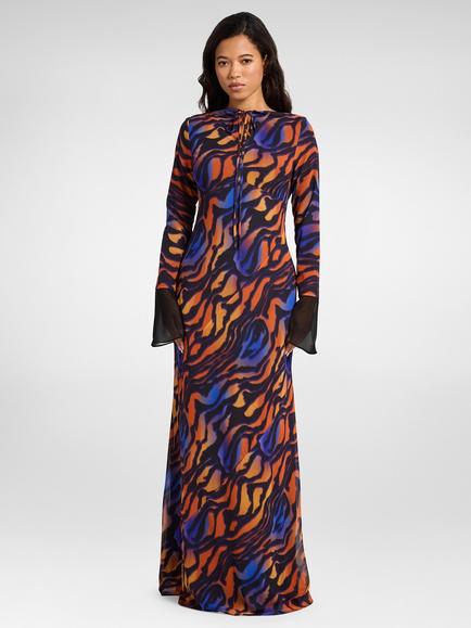 DASKA Auri Zebra Stripe Maxi Dress, Zebra Abstract, Zebra Abstract