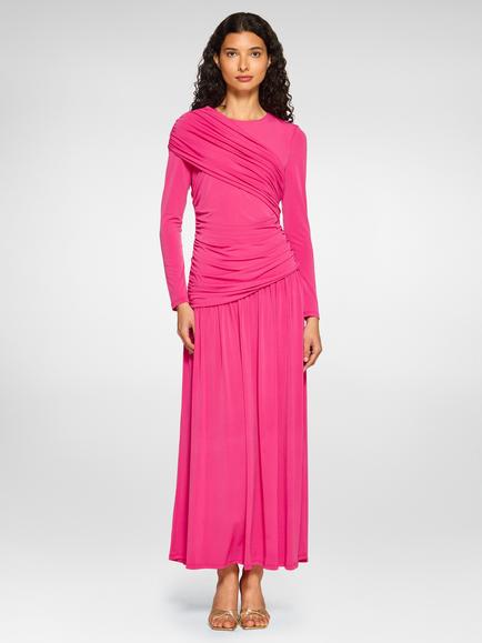 DASKA Alya Double Drape Maxi Dress, Pink