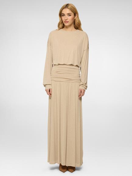 DASKA Asiya Drop Waist Maxi Dress, Stone, Stone