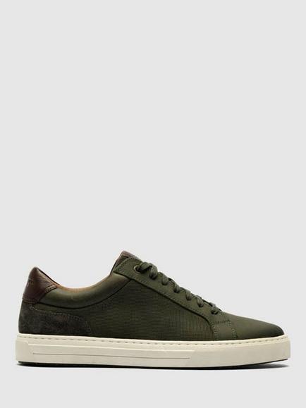 Rodd & Gunn Transit Leather Lace Up Trainers, Dark Olive, Dark Olive