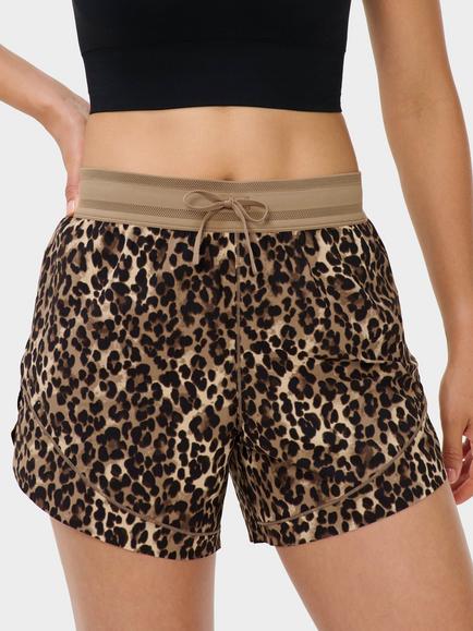 Sweaty Betty Leopard Print Sports Shorts, Brown, Brown