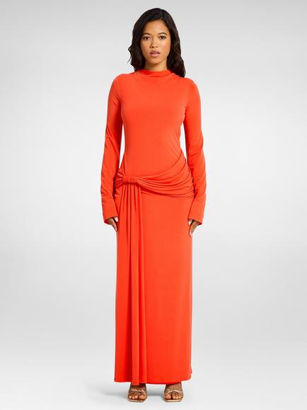 DASKA Zarel Side Drape Maxi Dress, Orange, Orange