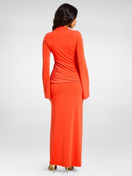 DASKA Zarel Side Drape Maxi Dress, Orange - view 2, Orange