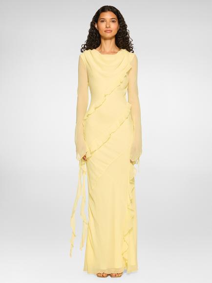 DASKA Circe Ruffle Maxi Dress, Butter Yellow