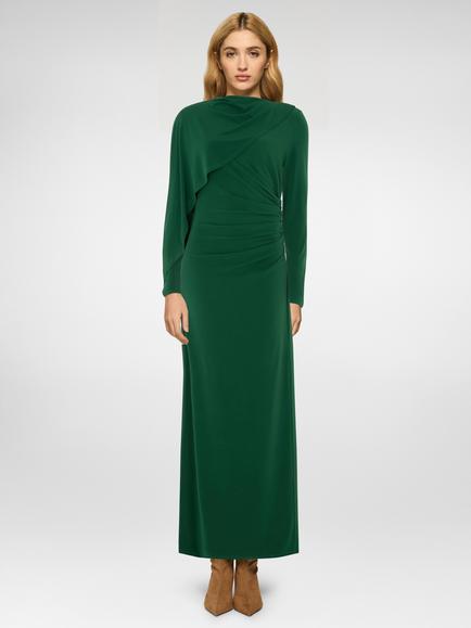 DASKA Cara Draped Cape Maxi Dress, Pine Green, Pine Green