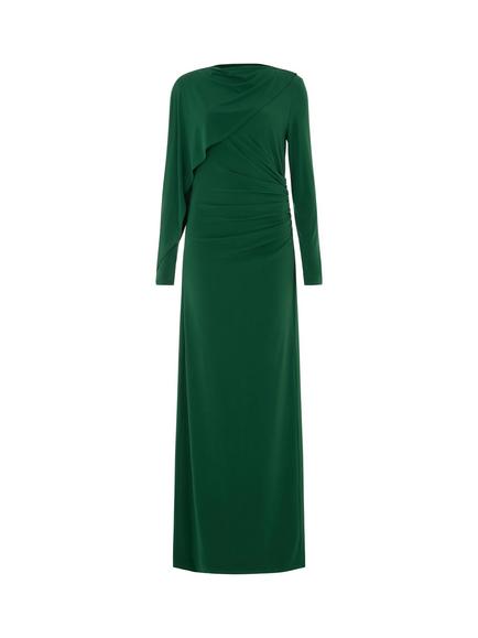 DASKA Cara Draped Cape Maxi Dress, Pine Green - view 2, Pine Green