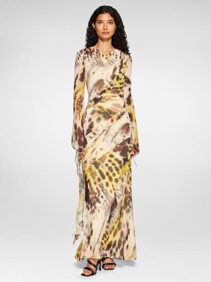DASKA Circe Ruffle Maxi Dress, Animal Print, Animal Print
