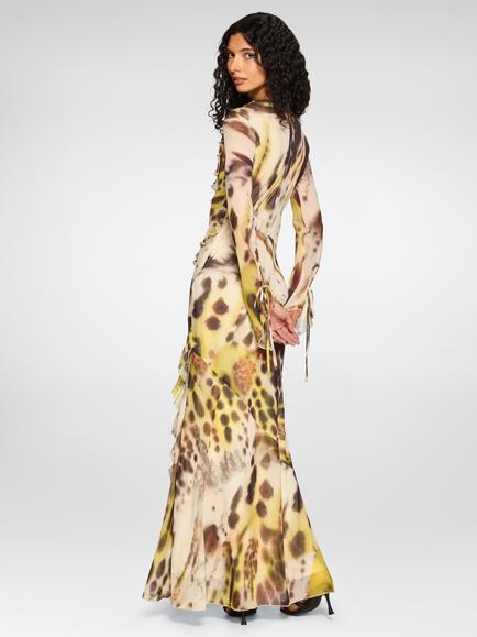 DASKA Circe Ruffle Maxi Dress, Animal Print - view 2, Animal Print