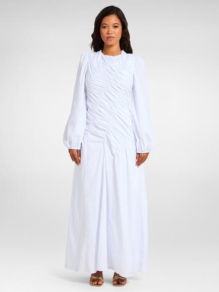 DASKA Nova Ruched Front Maxi Dress, Ivory, Ivory