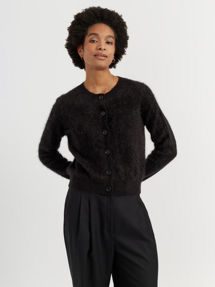Chinti & Parker Brushed Cashmere Cardigan, Black