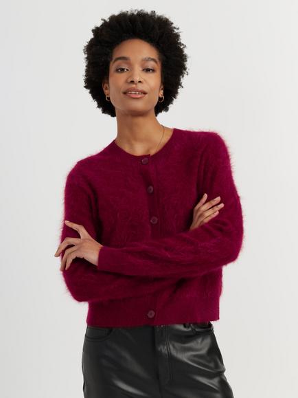 Chinti & Parker Brushed Cashmere Cardigan, Cherry