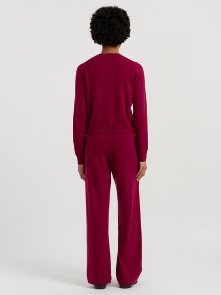 Chinti & Parker Wool-Cashmere Crew Neck Cardigan - view 2, Cherry