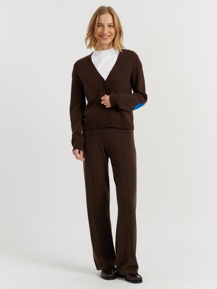 Chinti & Parker Wool-Cashmere Elbow Patch Cardigan, Chocolate Brown - view 2, Chocolate Brown
