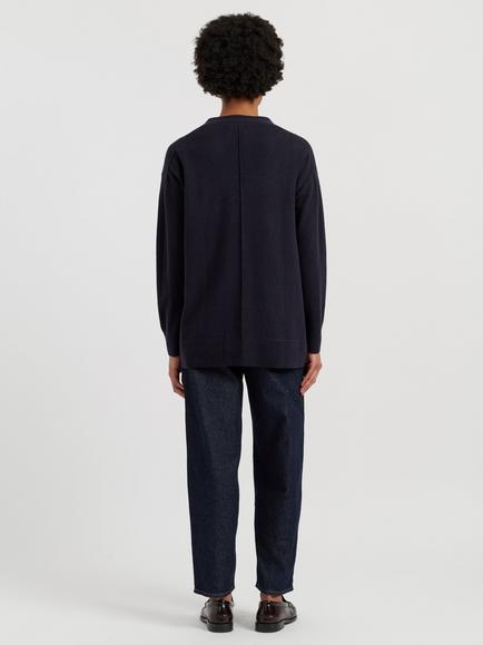 Chinti & Parker Wool-Cashmere Long Cardigan, Navy - view 2, Navy