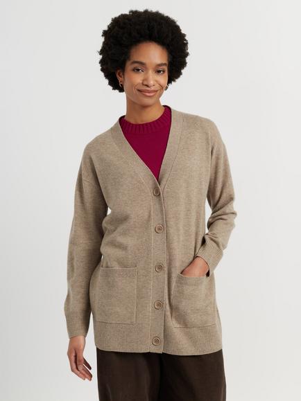 Chinti & Parker Wool-Cashmere Long Cardigan, Warm Oatmeal, Warm Oatmeal