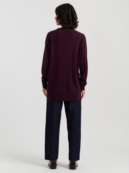 Chinti & Parker Wool-Cashmere Long Cardigan, Aubergine - view 2, Aubergine
