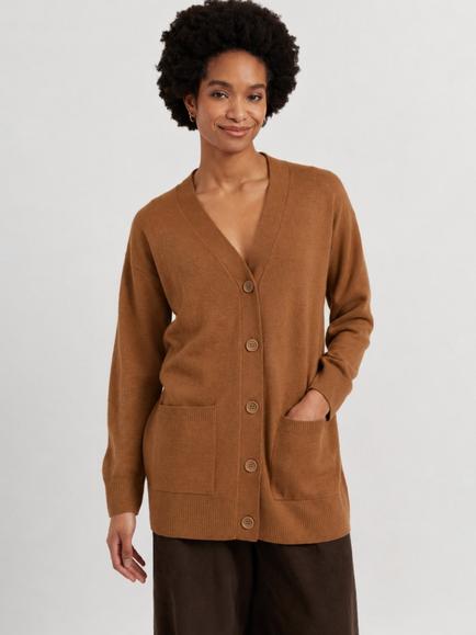 Chinti & Parker Wool-Cashmere Long Cardigan, Toffee, Toffee