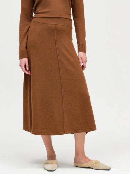 Chinti & Parker Wool-Cashmere Midi Skirt, Toffee