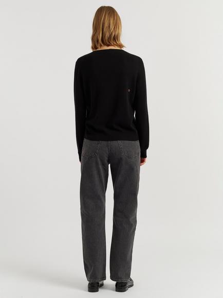 Chinti & Parker Peanuts Wool-Cashmere Snoopy Boo Jumper, Black - view 2, Black