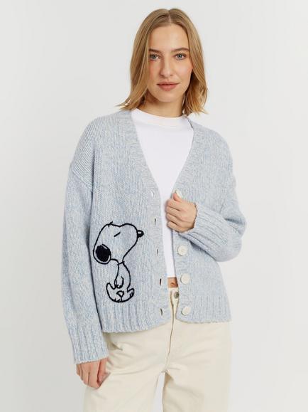 Chinti & Parker Merino Wool Snoopy Marl Cardigan, Multi Blue
