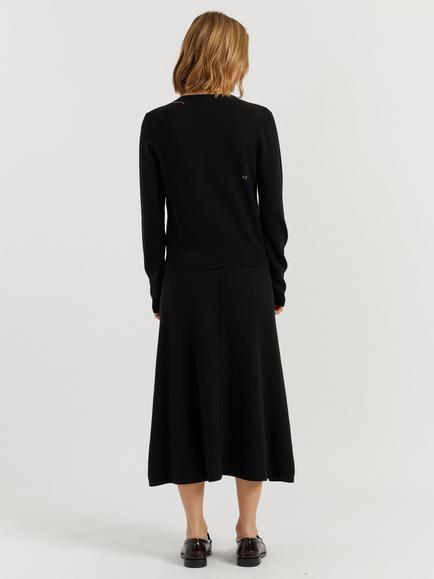 Chinti & Parker Peanuts Wool-Cashmere Snoopy Pocket Cardigan - view 2, Black