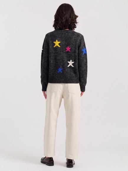 Chinti & Parker Wool-Cashmere Star Cardigan, Black/Multi - view 2, Black Multi