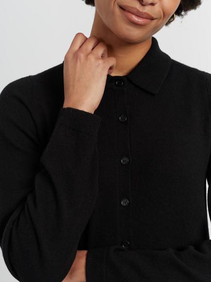 Chinti & Parker Wool-Cashmere A-Line Polo Dress, Black, Black