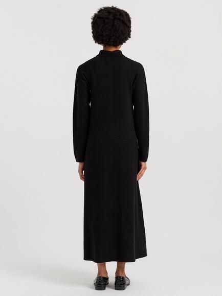 Chinti & Parker Wool-Cashmere A-Line Polo Dress, Black - view 2, Black