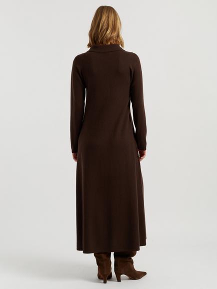 Chinti & Parker Wool-Cashmere A-Line Polo Dress, Chocolate - view 2, Chocolate