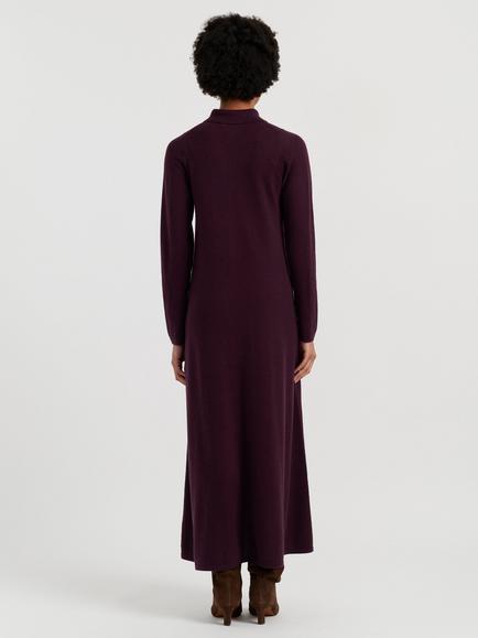 Chinti & Parker Wool-Cashmere A-Line Polo Dress, Aubergine - view 2, Aubergine