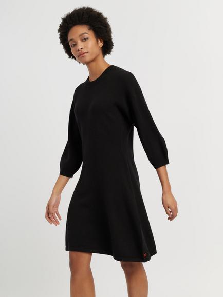 Chinti & Parker Wool-Cashmere Wide-Sleeve Dress, Black, Black