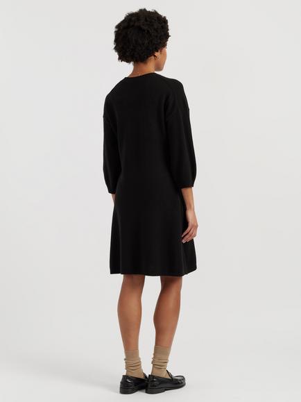 Chinti & Parker Wool-Cashmere Wide-Sleeve Dress, Black - view 2, Black