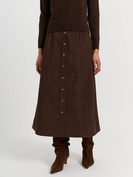 Chinti & Parker Cotton A-Line Skirt, Chocolate