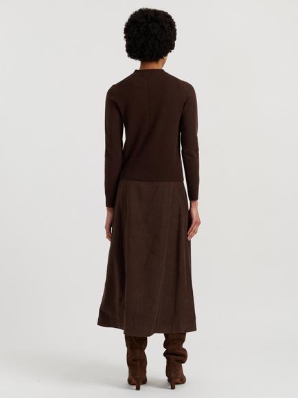 Chinti & Parker Cotton A-Line Skirt - view 2, Chocolate