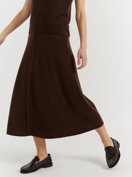 Chinti & Parker Wool-Cashmere Midi Skirt, Chocolate