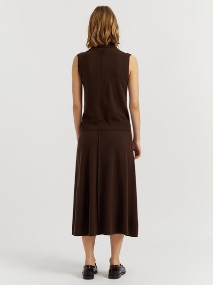 Chinti & Parker Wool-Cashmere Midi Skirt - view 2, Chocolate