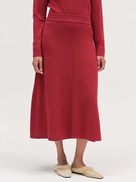 Chinti & Parker Wool-Cashmere Midi Skirt, Cherry