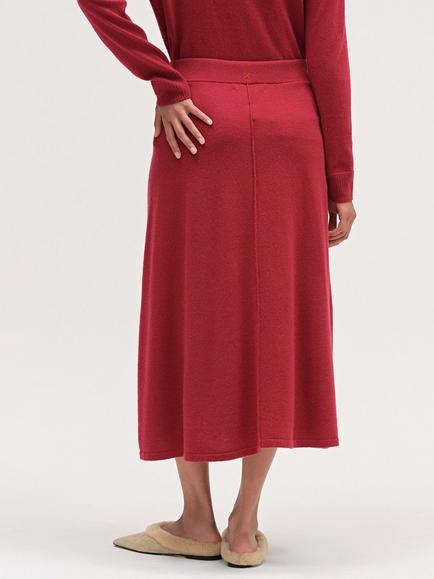 Chinti & Parker Wool-Cashmere Midi Skirt - view 2, Cherry
