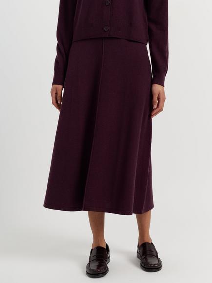 Chinti & Parker Wool-Cashmere Midi Skirt, Aubergine