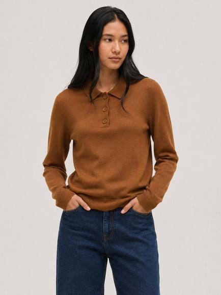 Chinti & Parker Wool-Cashmere Polo Jumper, Toffee, Toffee