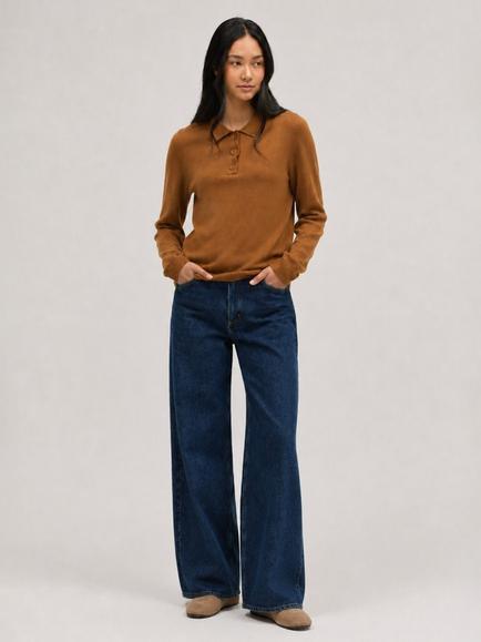 Chinti & Parker Wool-Cashmere Polo Jumper, Toffee - view 2, Toffee